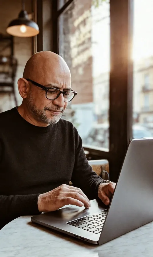 Arquitecto de software en un café