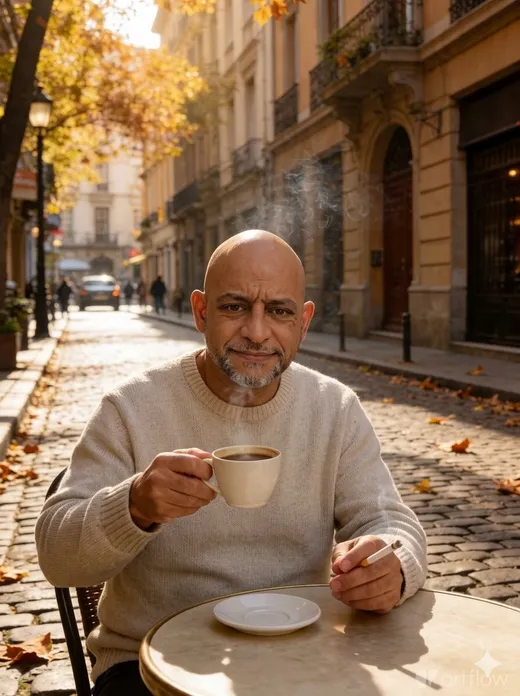 Café de otoño, suéter claro