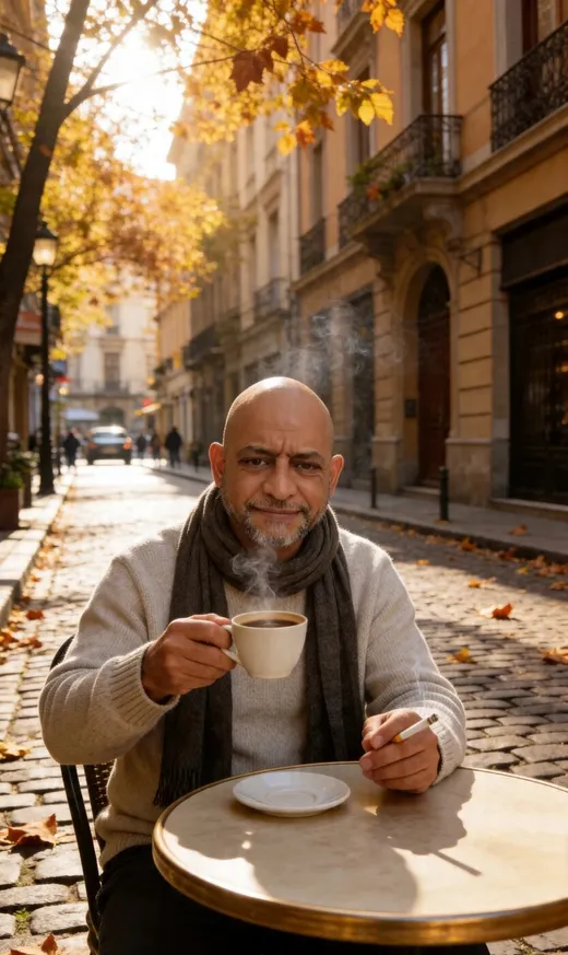 Café de otoño con taza en mano