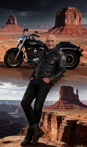 Moto en el desierto rojo