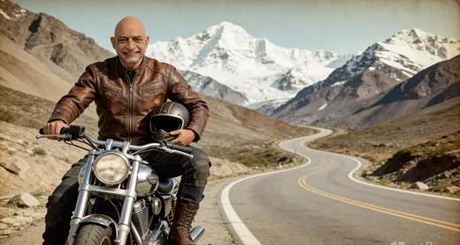 Moto en carretera nevada