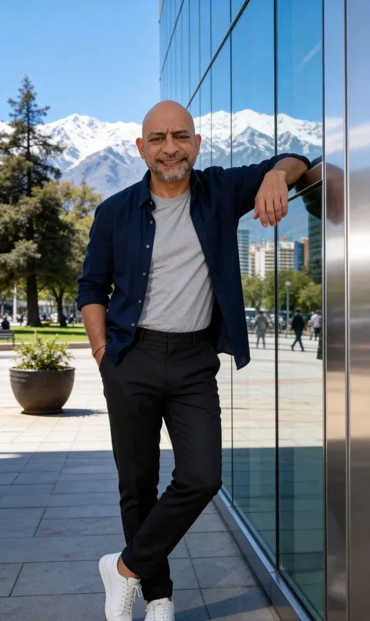 Vidrio, cordillera y camisa de jeans